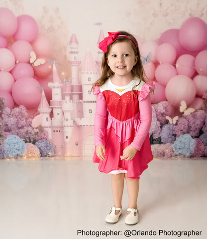 Avezano Magical Pink Castle Princess Cakesmash Photography Backdrop