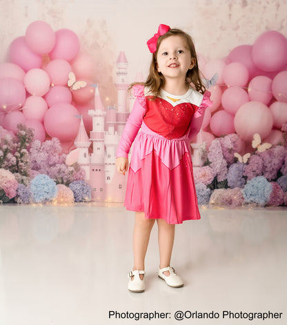 Avezano Magical Pink Castle Princess Cakesmash Photography Backdrop