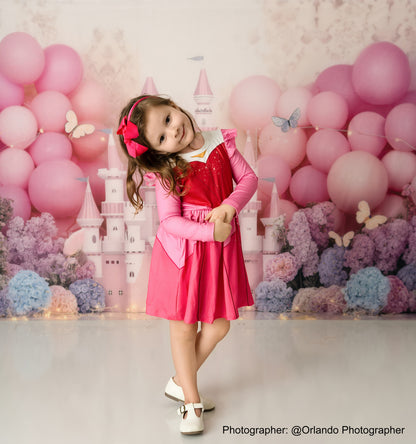 Avezano Magical Pink Castle Princess Cakesmash Photography Backdrop