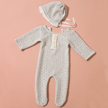 Avezano Knit Newborn Photo Outfit with Hat Photo Prop Set