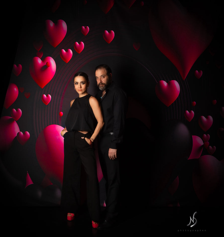 Avezano Black Pink Love Theme Backdrop For Valentine'S Day Photography
