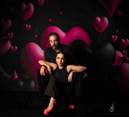 Avezano Black Pink Love Theme Backdrop For Valentine'S Day Photography