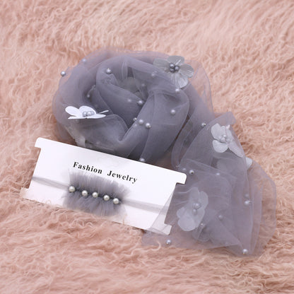 Avezano Newborn Chiffon Wrap With Pearl Headpiece Photography Prop Set