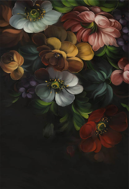 Offre spéciale Avezano Polyster Flower Art abstrait Toile de fond noire pour photographie