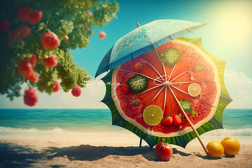 Avezano Summer Seaside Watermelon Umbrella Photography Backdrop Designed By Danyelle Pinnington-AVEZANO