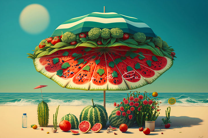 Avezano Summer Watermelon Umbrella Photography Backdrop Designed By Danyelle Pinnington-AVEZANO