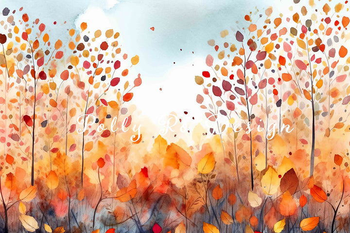 Avezano Autumn Maple Forest Photography Backdrop Designed By Polly Ro Design-AVEZANO