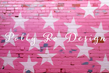 Avezano Pink Brick Walls and Stars Photography Backdrop Designed By Polly Ro Design-AVEZANO