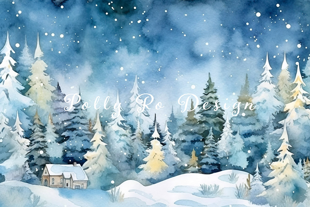 Avezano Snowy Forest Photography Backdrop Designed By Polly Ro Design-AVEZANO