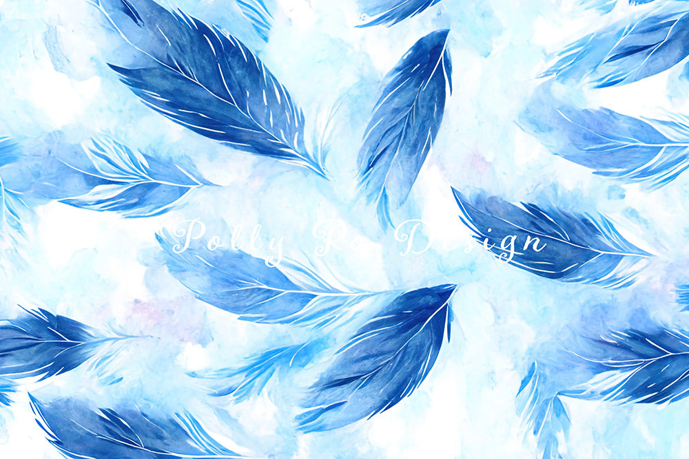 Avezano Blue Feather Photography Backdrop Designed By Polly Ro Design-AVEZANO