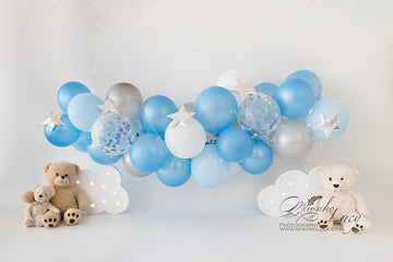 Avezano Baby Birthday Blue Balloon Backdrop for Photography By Miwako Lucy Photography-AVEZANO