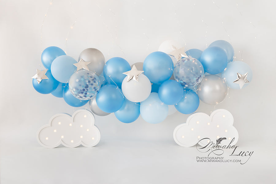 Avezano Birthday Blue Balloon Star Backdrop for Photography By Miwako Lucy Photography-AVEZANO