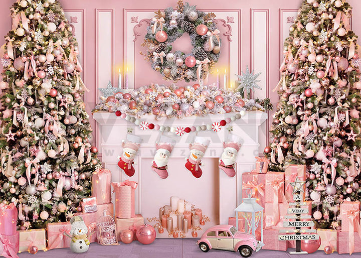 Avezano Pink Christmas Decorations Photography Backdrop-AVEZANO