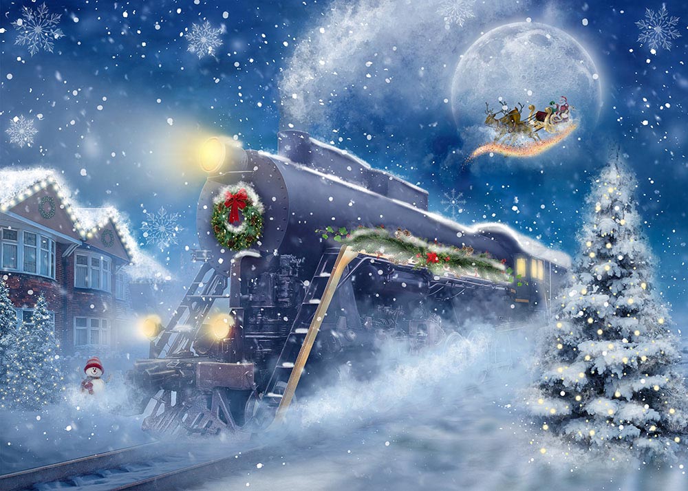 Avezano Winter Christmas and Train Photography Backdrop-AVEZANO