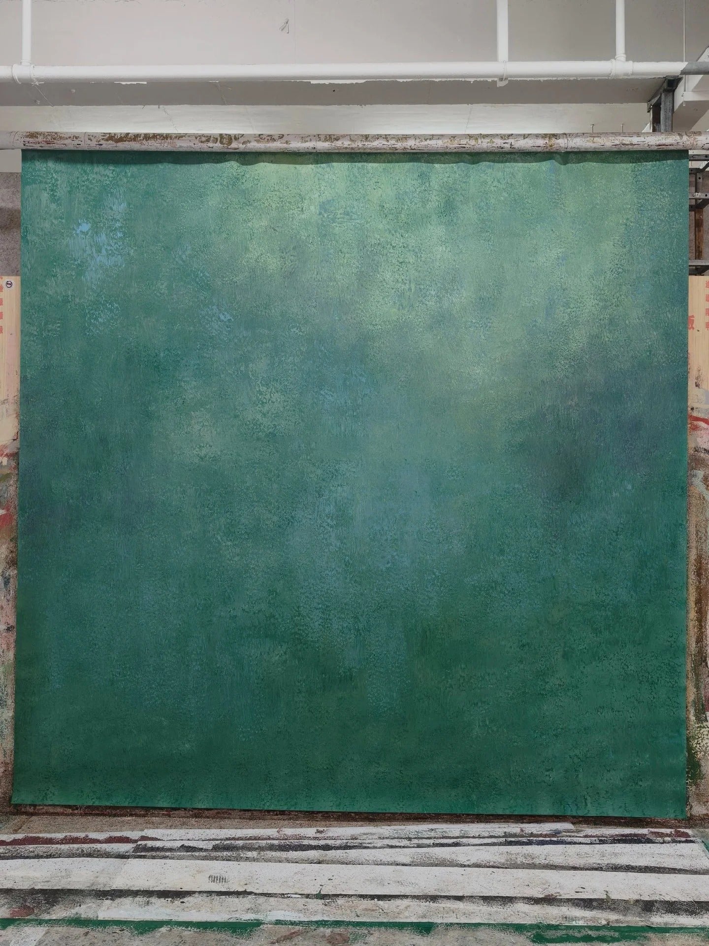 Avezano Vintage Green Texture Hand Painted Canvas Photography Backdrop