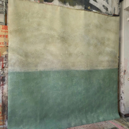 Avezano Two Tone Beige Green Hand Painted Canvas Photography Backdrop