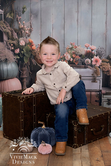 Avezano Autumn Maple leaf and Vintage Suitcase Photography Backdrop