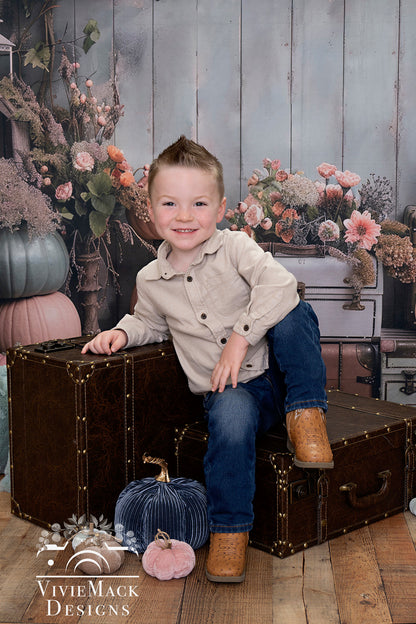 Avezano Autumn Maple leaf and Vintage Suitcase Photography Backdrop
