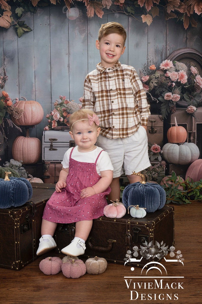Avezano Autumn Maple leaf and Vintage Suitcase Photography Backdrop