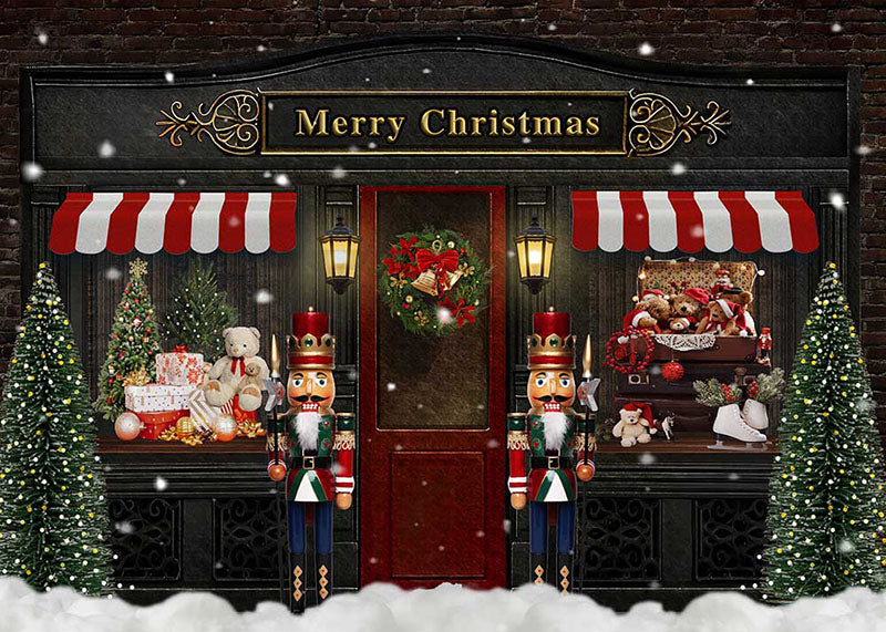 Avezano Winter Merry Christmas Gift Shop Photography Backdrop Room Set