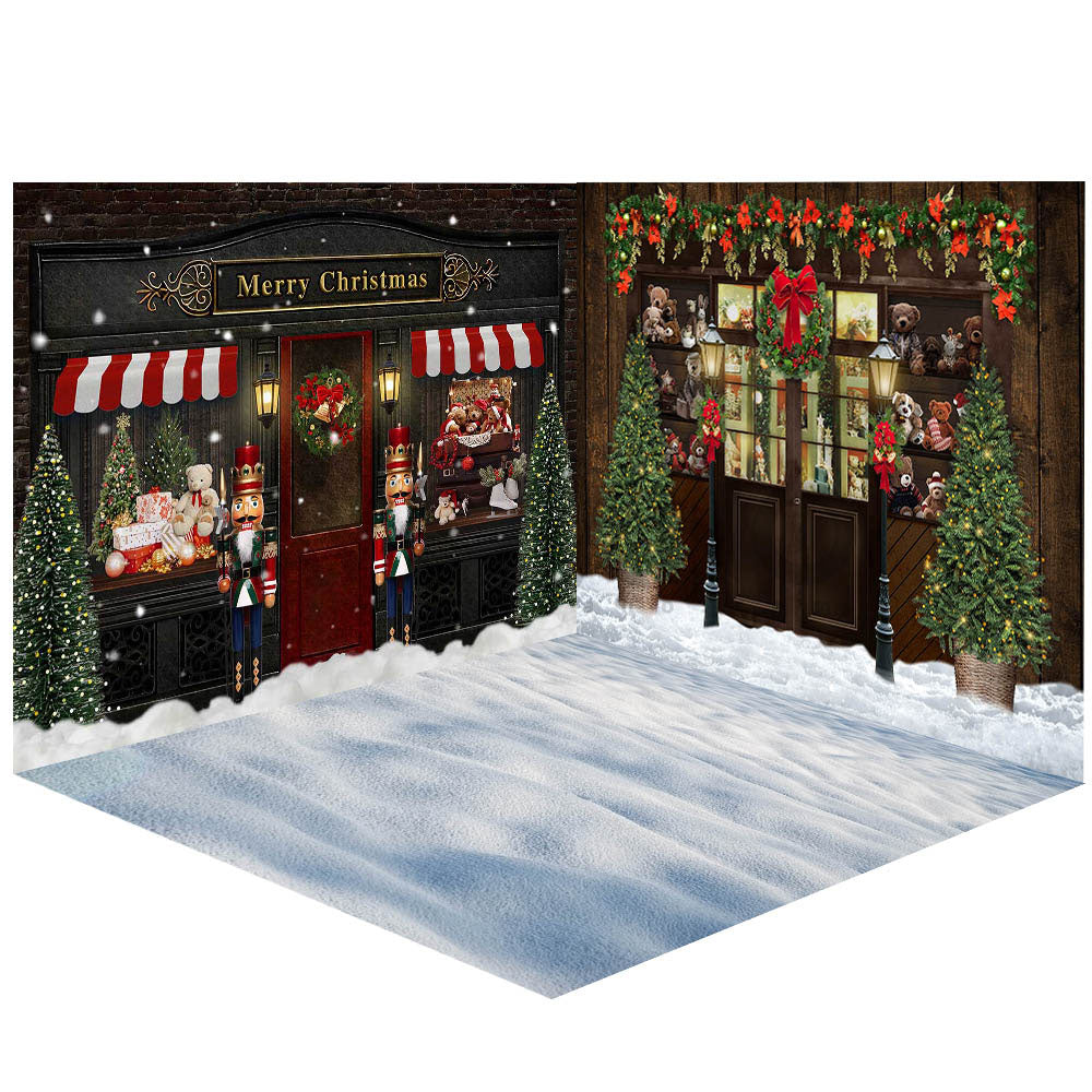 Avezano Winter Merry Christmas Gift Shop Photography Backdrop Room Set
