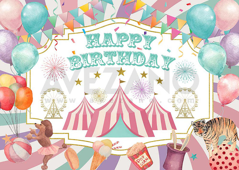 Avezano Kids Birthday Happy Birthday Circus Photography Background-AVEZANO