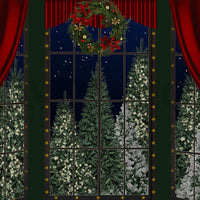 Avezano Winter Christmas Red Curtain Photography Backdrop Room Set