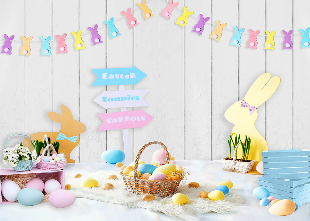 Clearance Sale Avezano Pastel Easter Bunny & Eggs Photography Backdrop