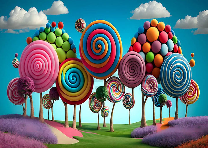 Avezano Rainbow Candy Party Birthday Theme Photography Background-AVEZANO