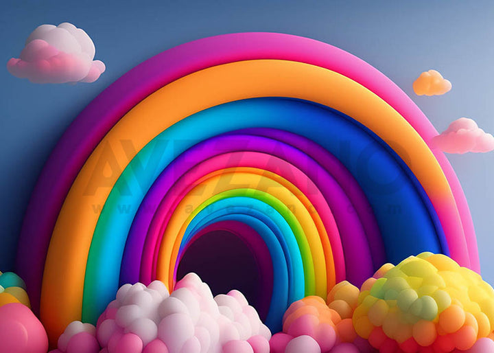 Avezano Rainbows and Clouds Party Birthday Theme Photography Background-AVEZANO