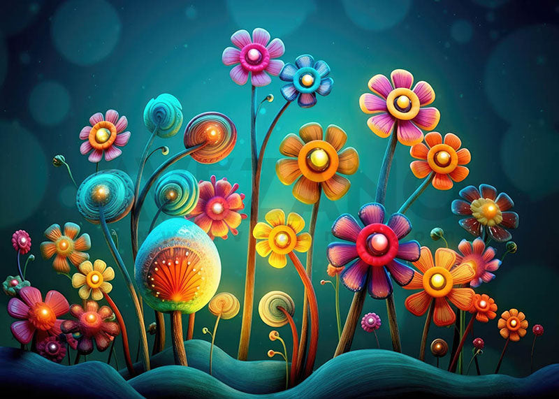 Avezano Colorful Flower Party Birthday Theme Photography Background-AVEZANO