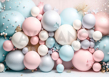 Avezano Pink Blue Balloon Birthday Party Photography Background-AVEZANO