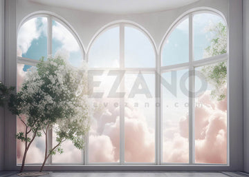 Avezano Romantic Cloud Window Photography Backdrop-AVEZANO