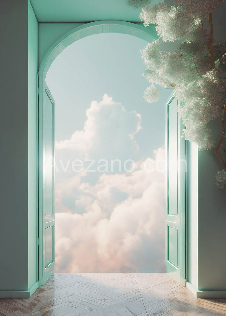 Avezano Clouds Outside the Door Window Backdrops For Photography-AVEZANO