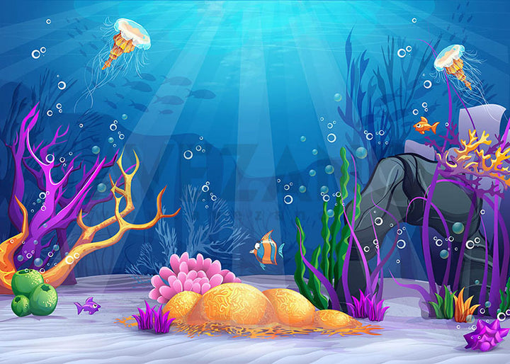 Avezano Summer Sea Jellyfish Theme Photography Background-AVEZANO