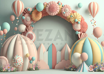 Avezano Pink Balloon Arches and Flowers Photography Background-AVEZANO