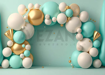Avezano Blue Theme Balloon Arch Birthday Photography Background-AVEZANO