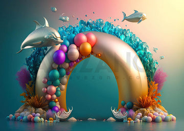 Avezano Balloon Arch Undersea Birthday Photography Background-AVEZANO