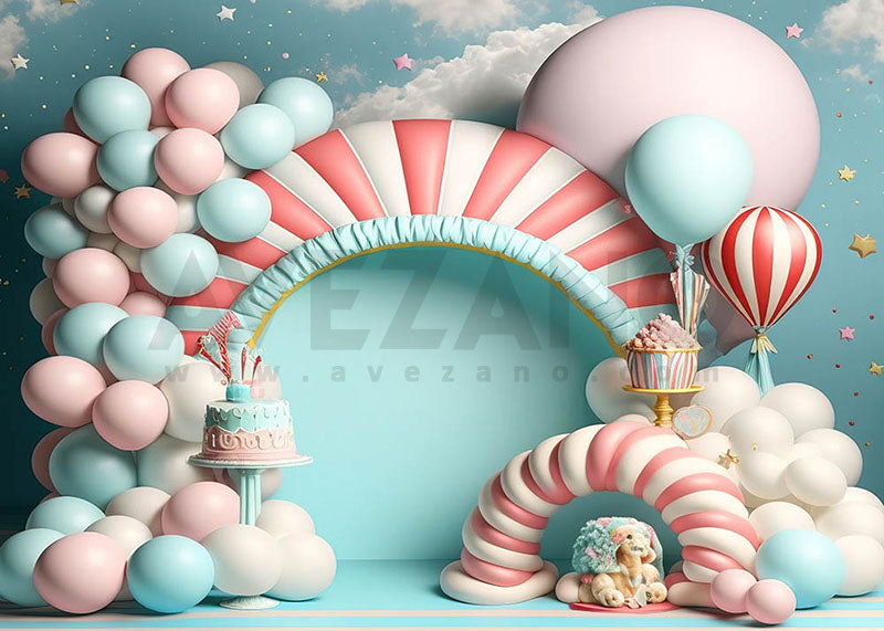 Avezano Balloon Arch Cake Birthday Photography Background-AVEZANO