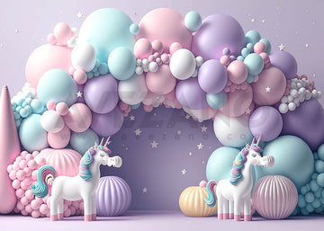 Avezano Unicorn Purple Party Birthday Photography Background-AVEZANO