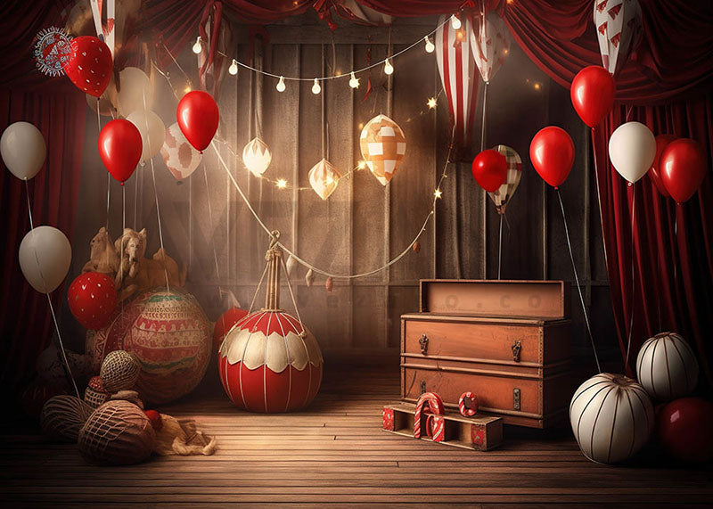 Avezano Circus Theme Balloon Birthday Photography Background-AVEZANO