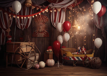 Avezano Circus Theme Interior Balloon Birthday Photography Background-AVEZANO
