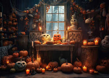 Avezano Halloween Pumpkin Skull Room Backdrop for Photography-AVEZANO