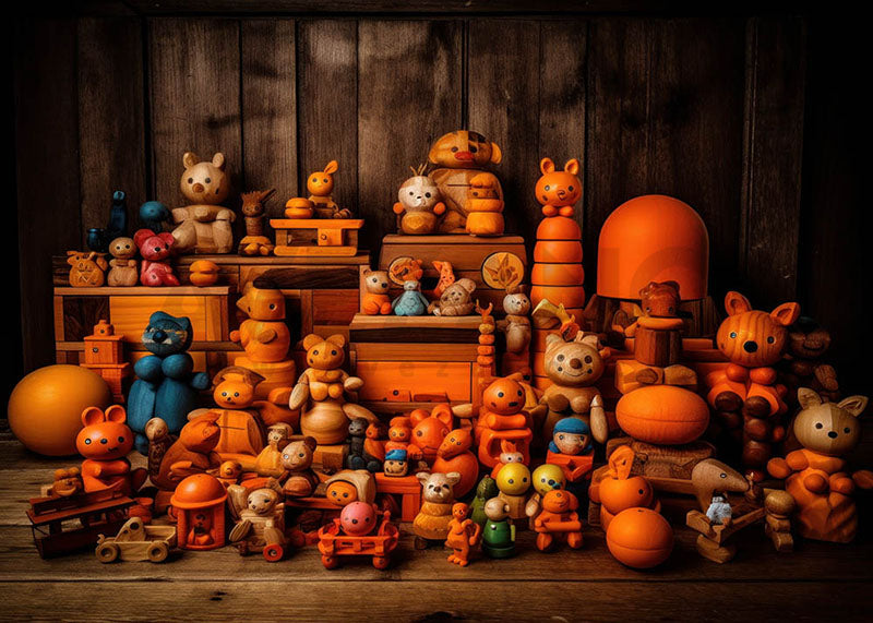 Avezano Brown Wood Toy Birthday Party Photography Background-AVEZANO