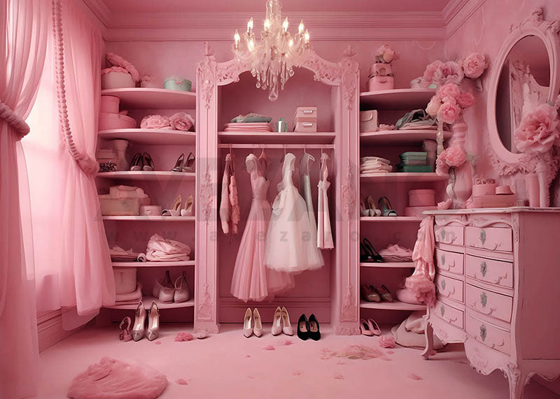 Avezano Pink Barbie Room Dress Photography Background-AVEZANO