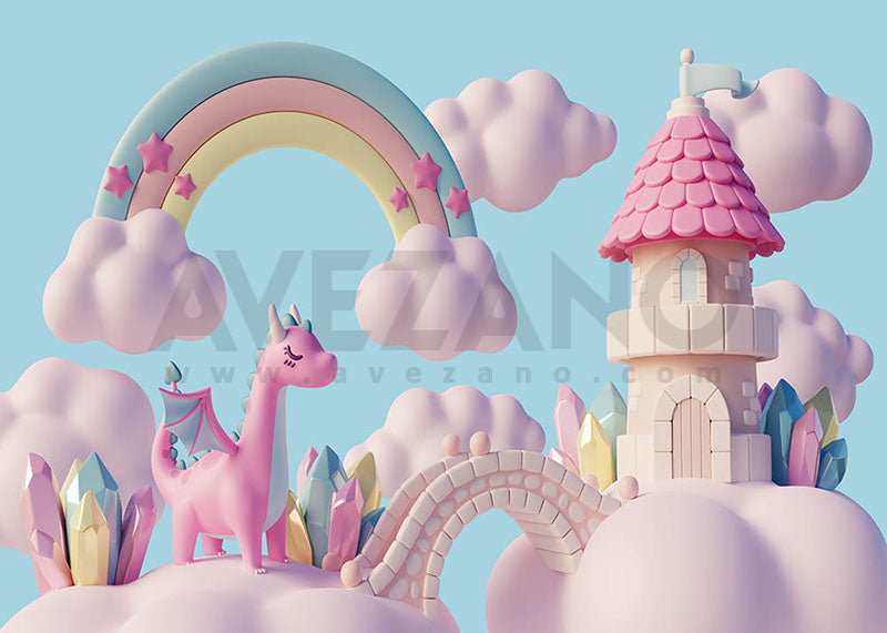 Avezano Unicorn and Rainbow Castle Birthday Party Photography Background-AVEZANO