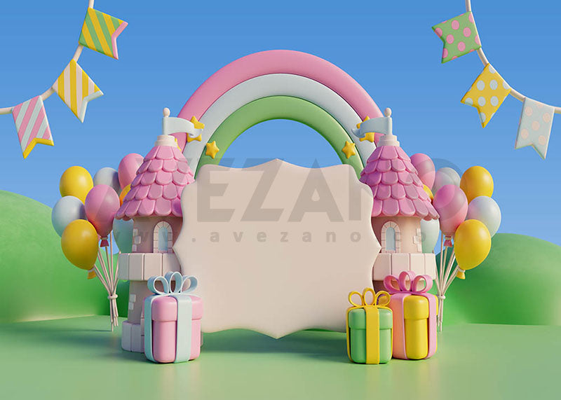 Avezano Rainbow Birthday Party Photography Background-AVEZANO