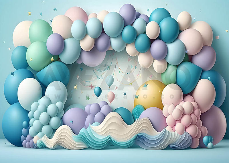 Avezano Blue Balloon Birthday Party Photography Background