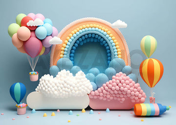 Avezano Rainbow Cloud Hot air Balloon Birthday Party Photography Background
