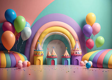 Avezano Rainbow  Balloon Birthday Party Photography Background